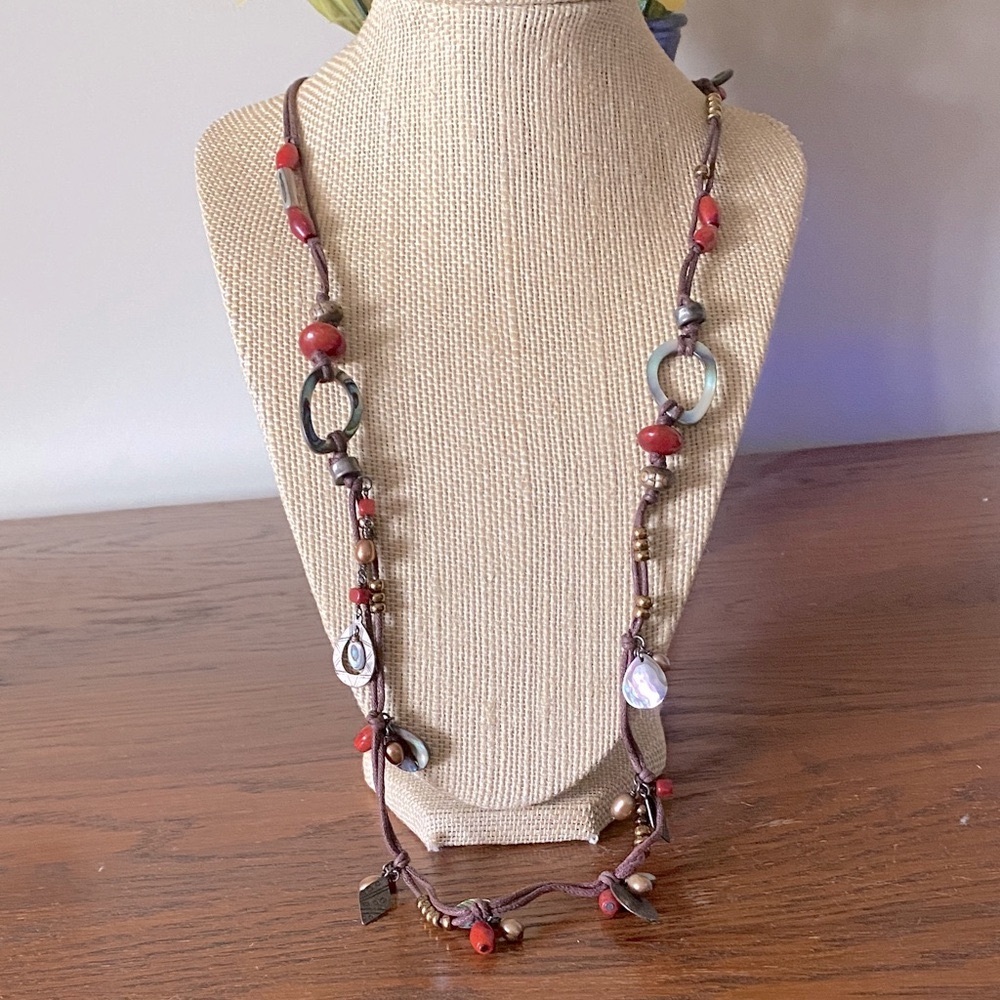 SILPADA Abalone/Coral Boho Style Necklace